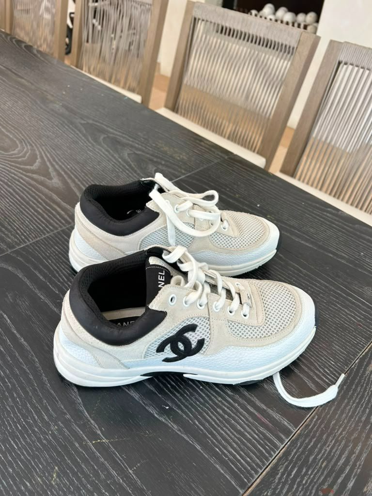Chanel Sneakers Never Worn Size 9.5 White Black